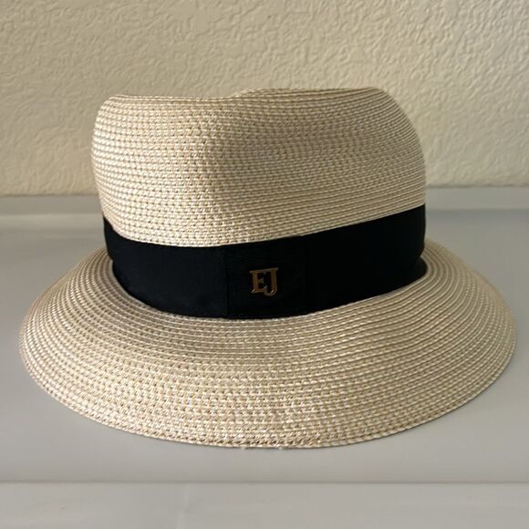 Eric Javits Squishee Classic Fedora Packable SUN HAT Cream/Black NEW $285 main image 6
